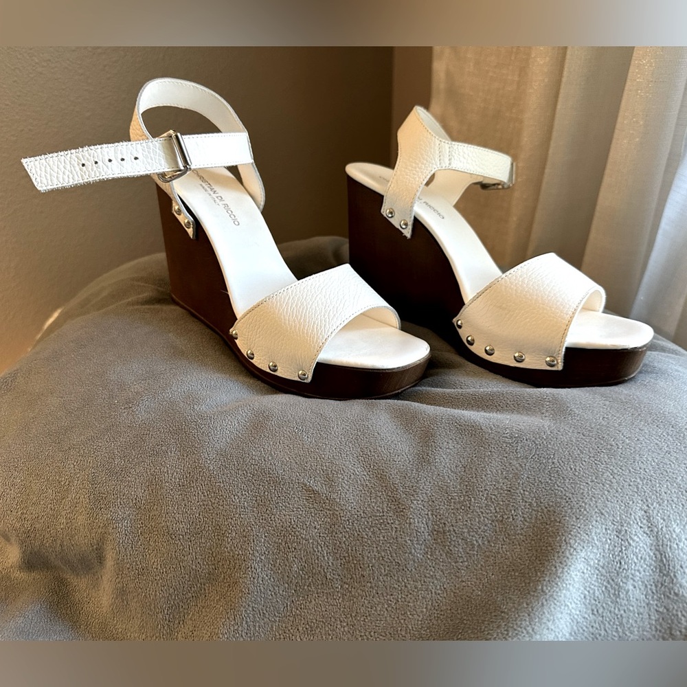 White Christian Di Riccio Platform Sandals